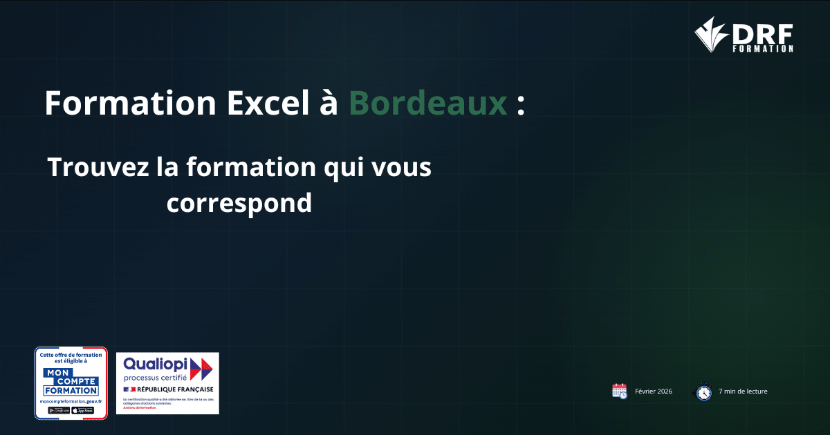 Formation Excel Bordeaux DRF Formation Certification ENI CPF