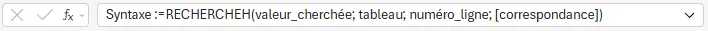 Formule rechercheH dans excel