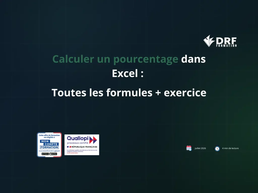 Pourcentage Excel, Formule, exercice